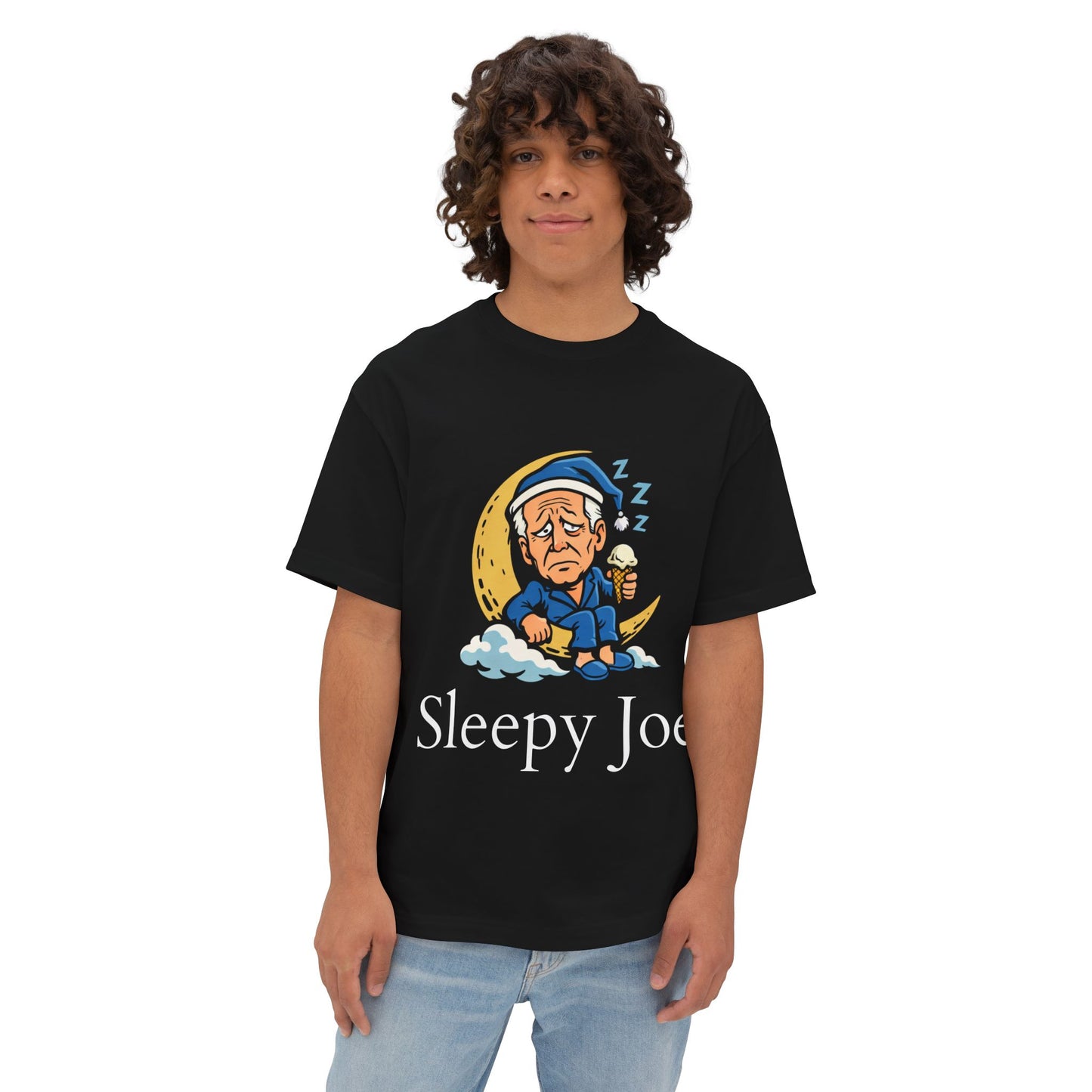 Oversized - Sleepy Joe Cartoon T-Shirt — Funny Sleepy Moon Graphic Tee