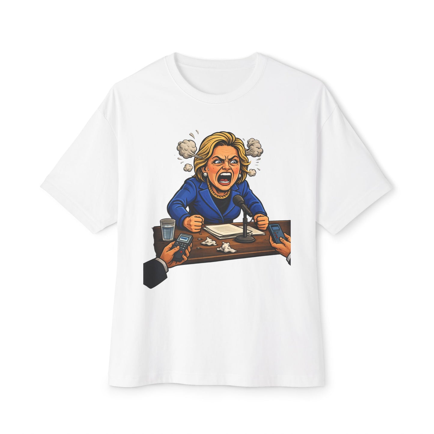 Oversized - Crooked Hillary Losing Her Mind... and Deposition - Political Parody T-Shirt
