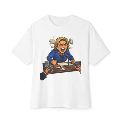 Oversized - Crooked Hillary Losing Her Mind... and Deposition - Political Parody T-Shirt