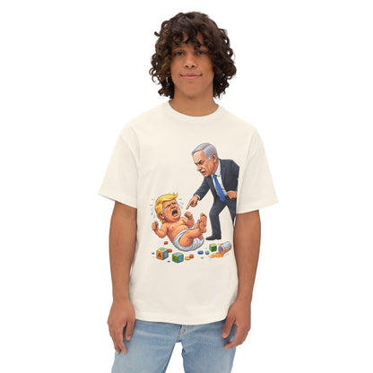 Oversized - Netanyahu Silencing Crying Baby Trump - Political Parody T-Shirt