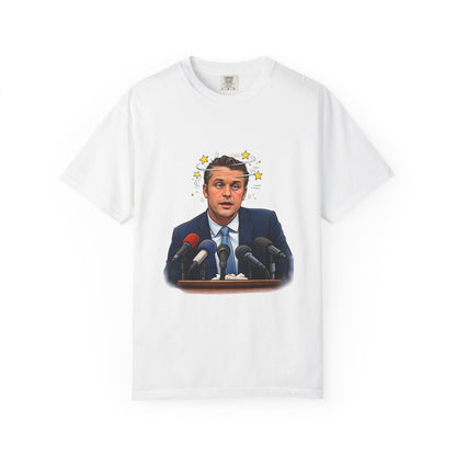 Dizzy Hegseth On The Job After A Few - Political Parody T-Shirt