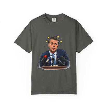 Dizzy Hegseth On The Job After A Few - Political Parody T-Shirt (Front)