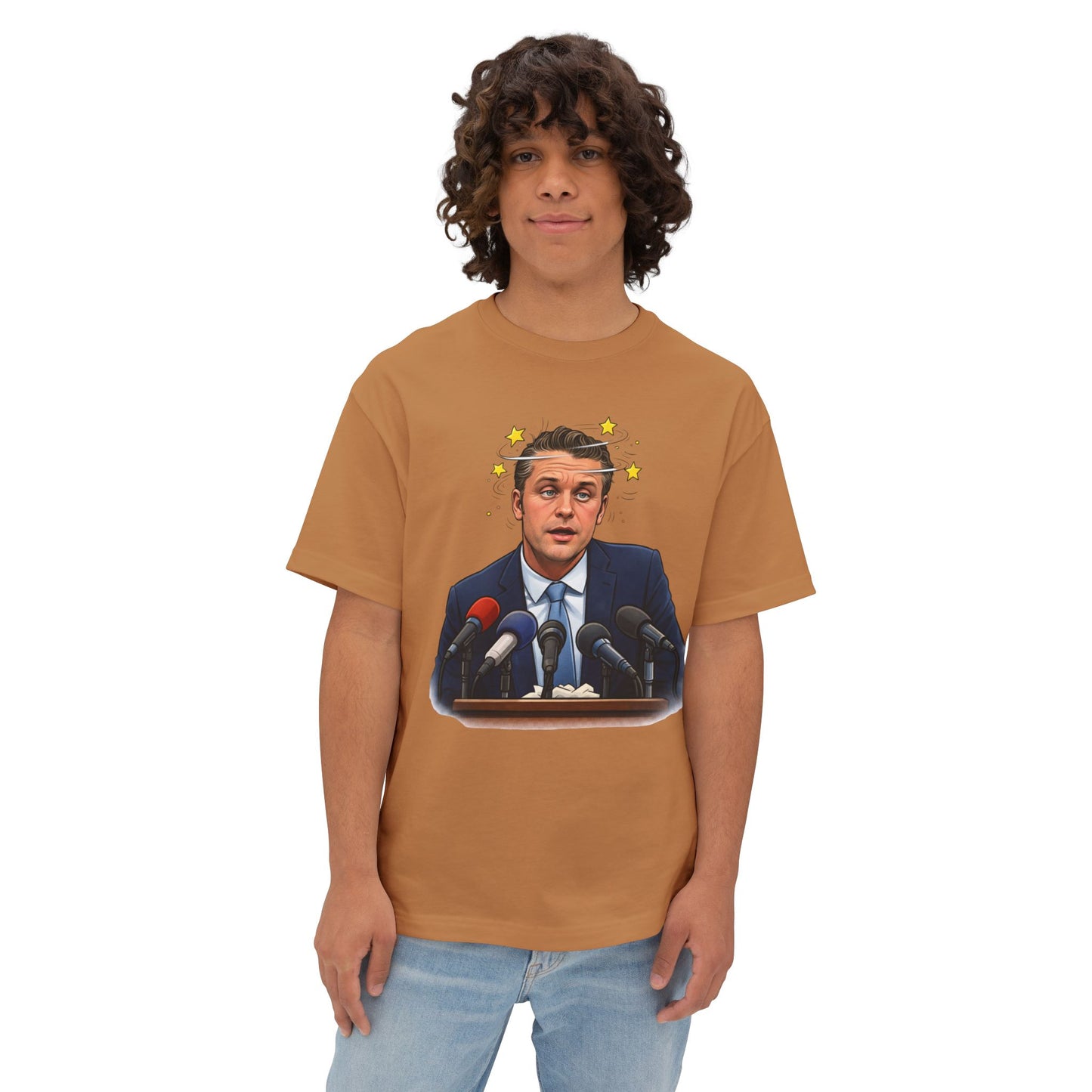 Oversized - Dizzy Hegseth On The Job After A Few - Political Parody T-Shirt
