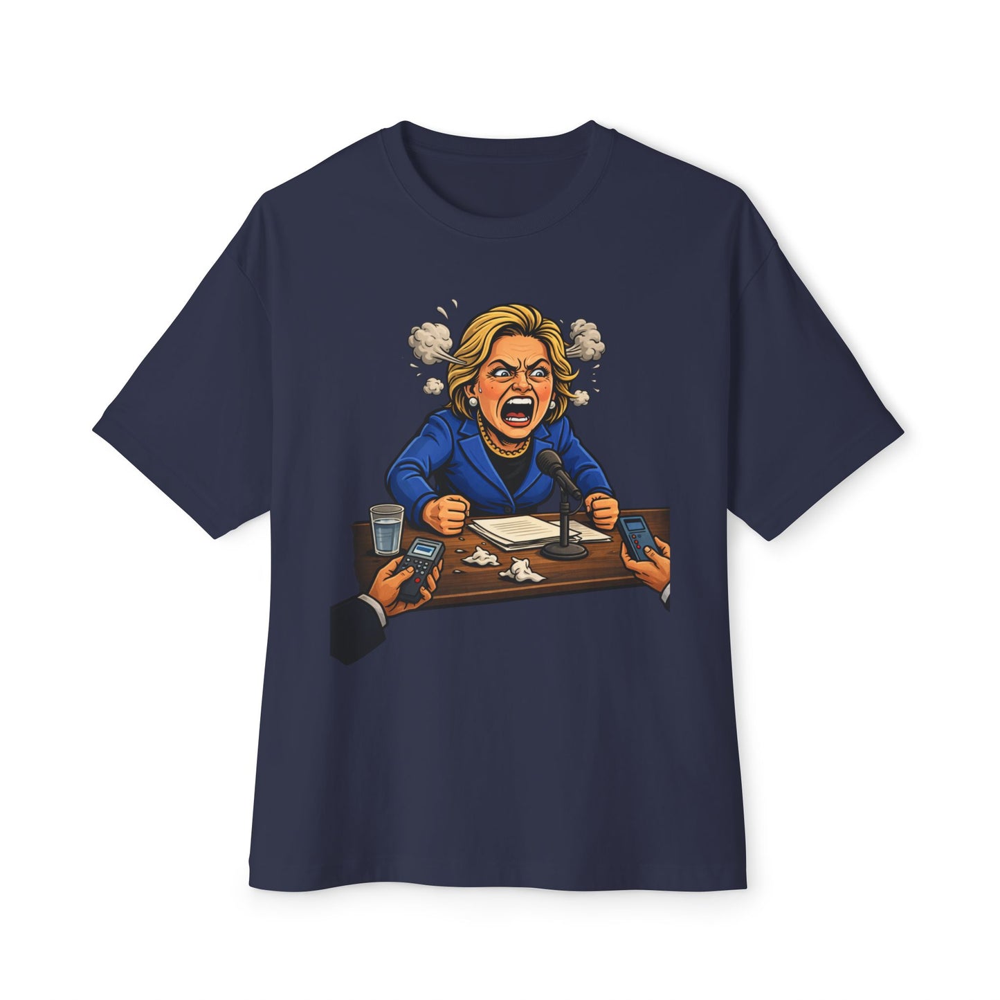 Oversized - Crooked Hillary Losing Her Mind... and Deposition - Political Parody T-Shirt