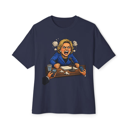 Oversized - Crooked Hillary Losing Her Mind... and Deposition - Political Parody T-Shirt