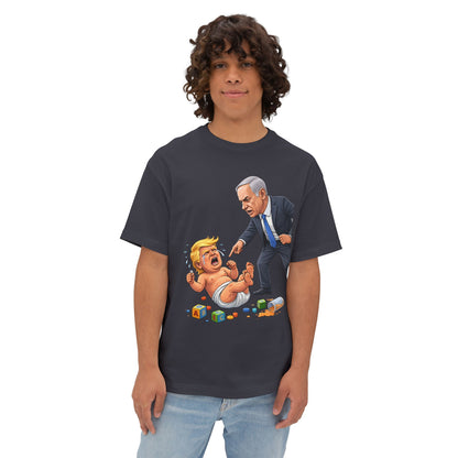 Oversized - Netanyahu Silencing Crying Baby Trump - Political Parody T-Shirt