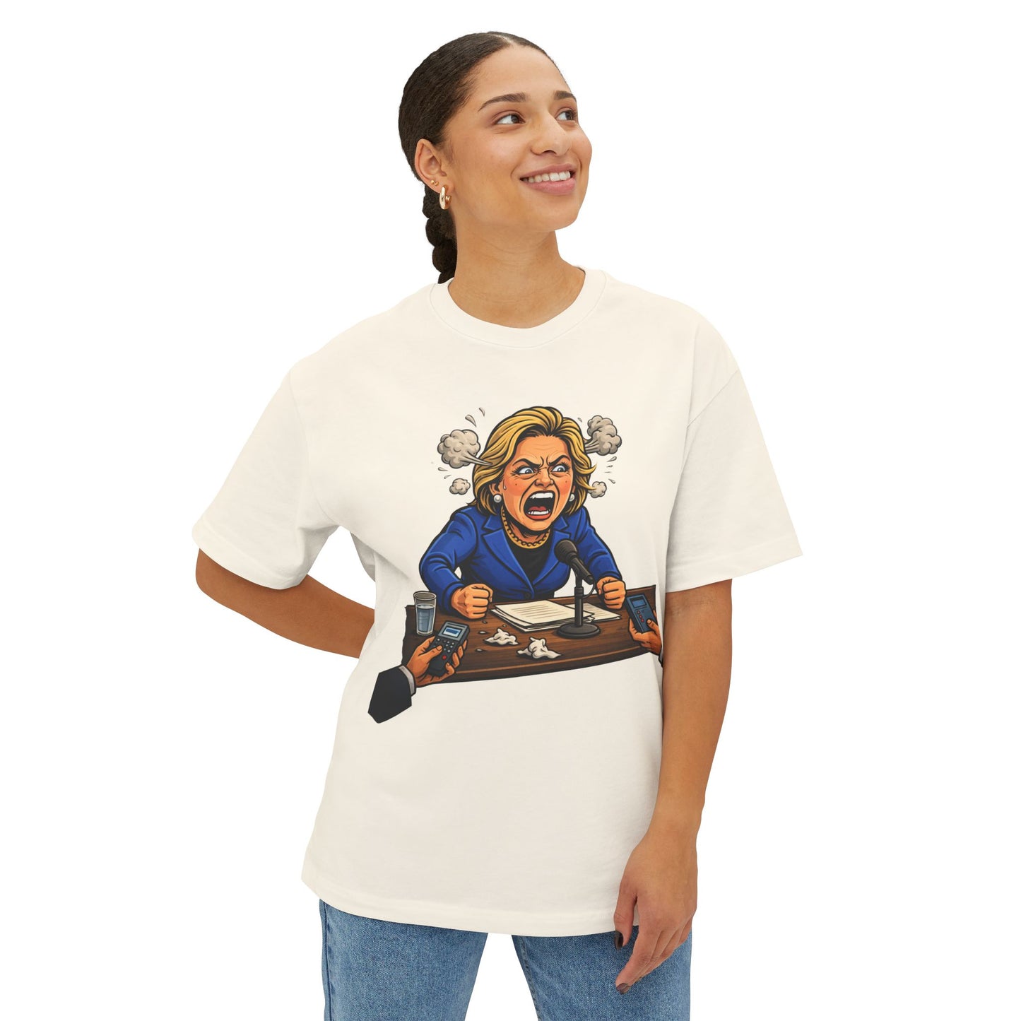 Oversized - Crooked Hillary Losing Her Mind... and Deposition - Political Parody T-Shirt