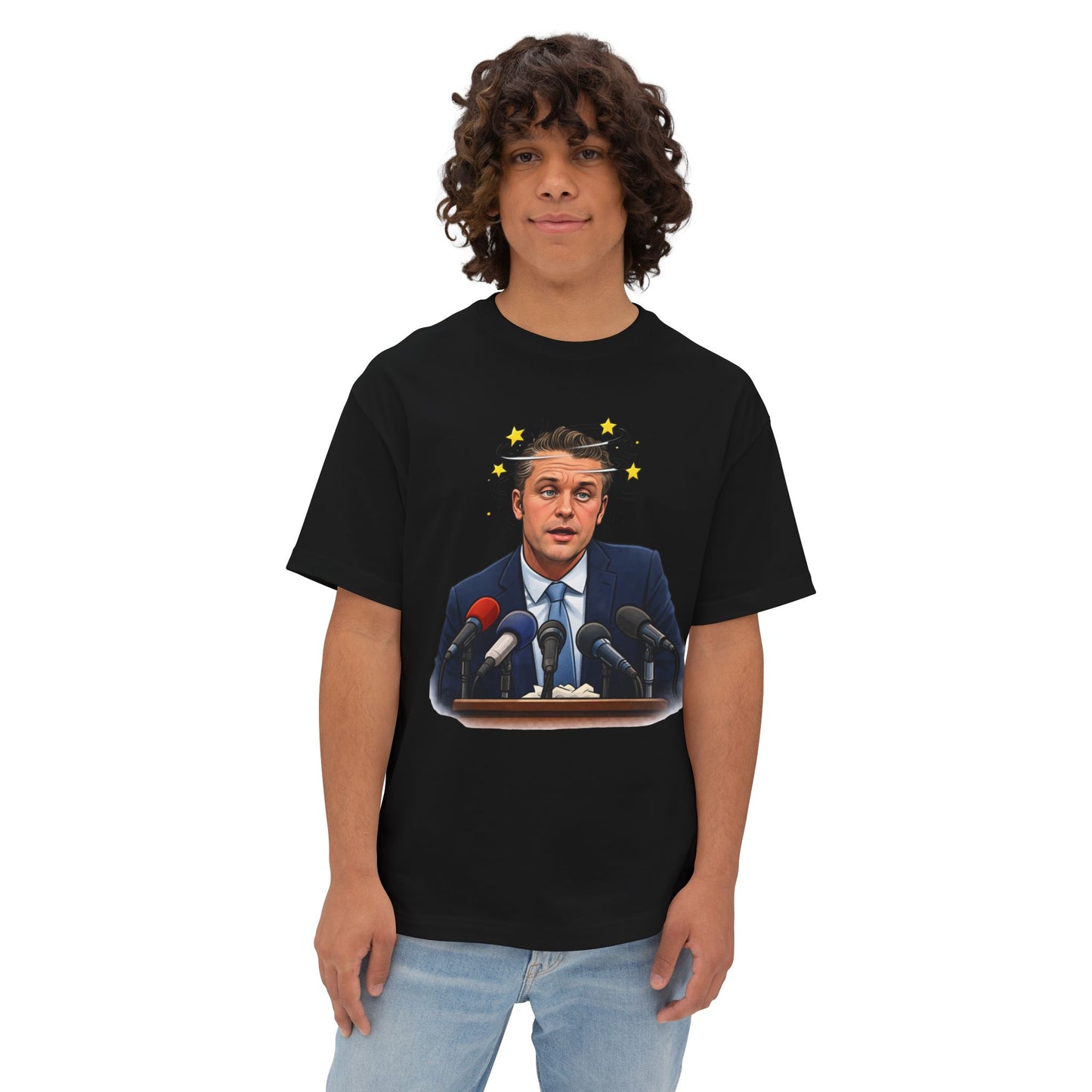 Oversized - Dizzy Hegseth On The Job After A Few - Political Parody T-Shirt