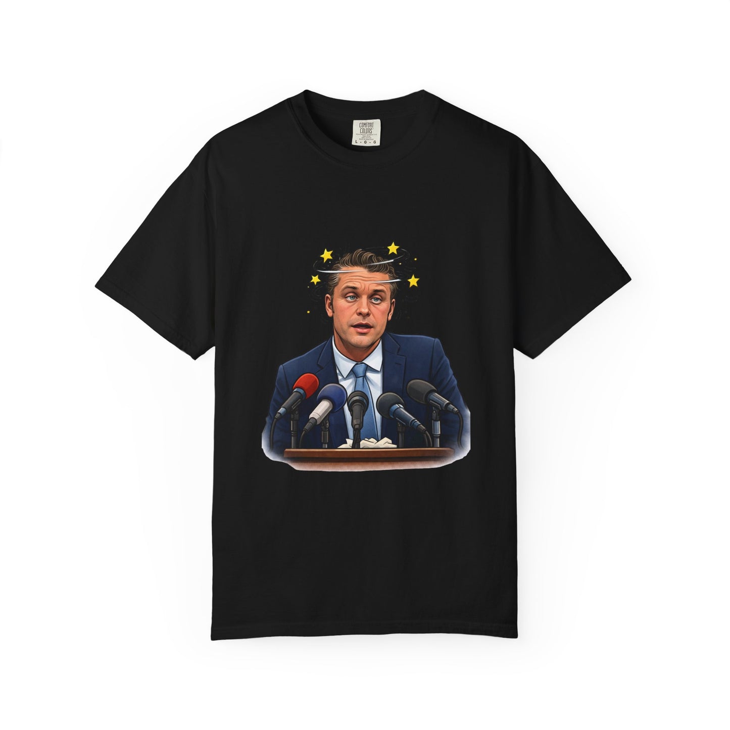 Dizzy Hegseth On The Job After A Few - Political Parody T-Shirt