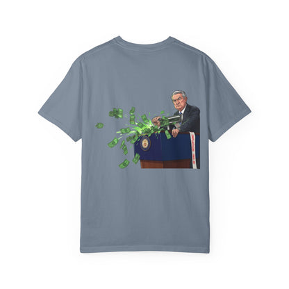 J-Powell Money Printing Machine - Political Parody T-Shirt (Back)