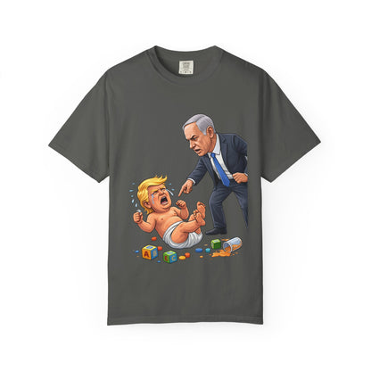 Netanyahu Silencing Crying Baby Trump - Political Parody T-Shirt