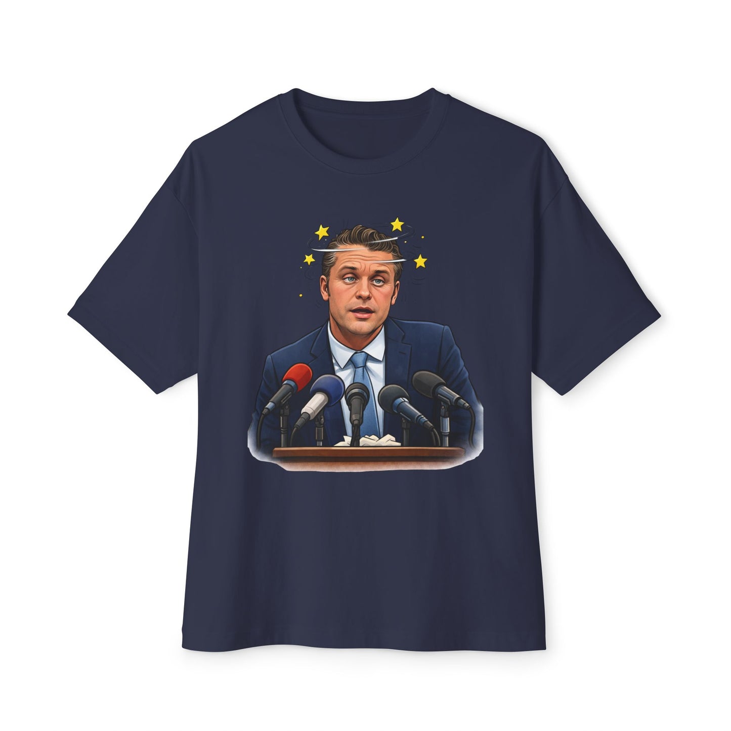 Oversized - Dizzy Hegseth On The Job After A Few - Political Parody T-Shirt