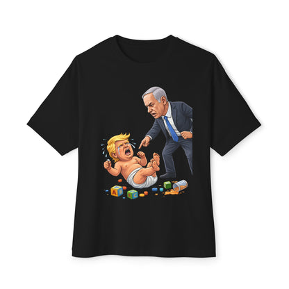 Oversized - Netanyahu Silencing Crying Baby Trump - Political Parody T-Shirt
