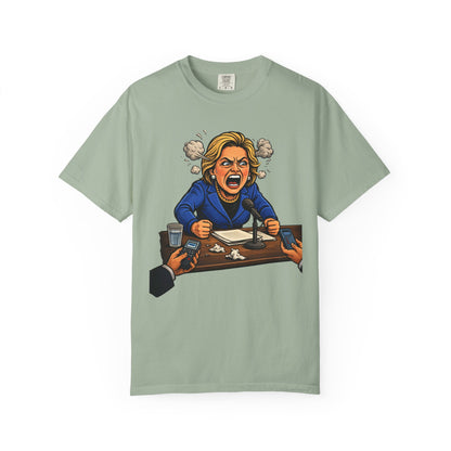Crooked Hillary Losing Her Mind... and Deposition - Political Parody T-Shirt (Front)
