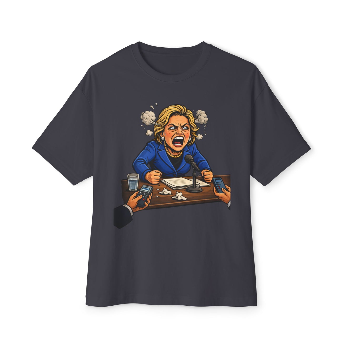 Oversized - Crooked Hillary Losing Her Mind... and Deposition - Political Parody T-Shirt