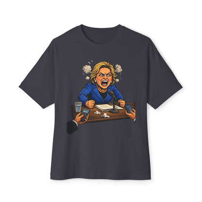 Oversized - Crooked Hillary Losing Her Mind... and Deposition - Political Parody T-Shirt