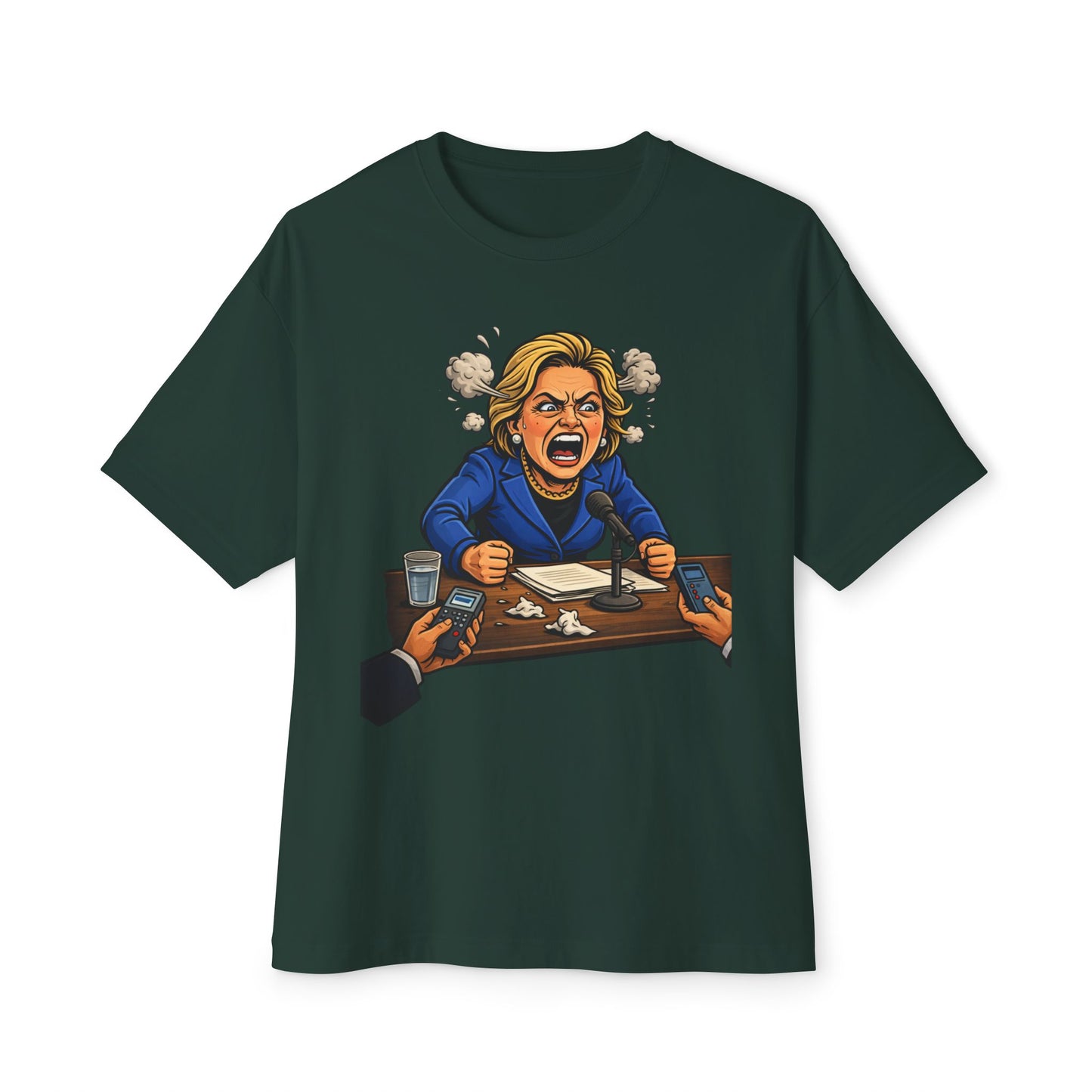 Oversized - Crooked Hillary Losing Her Mind... and Deposition - Political Parody T-Shirt