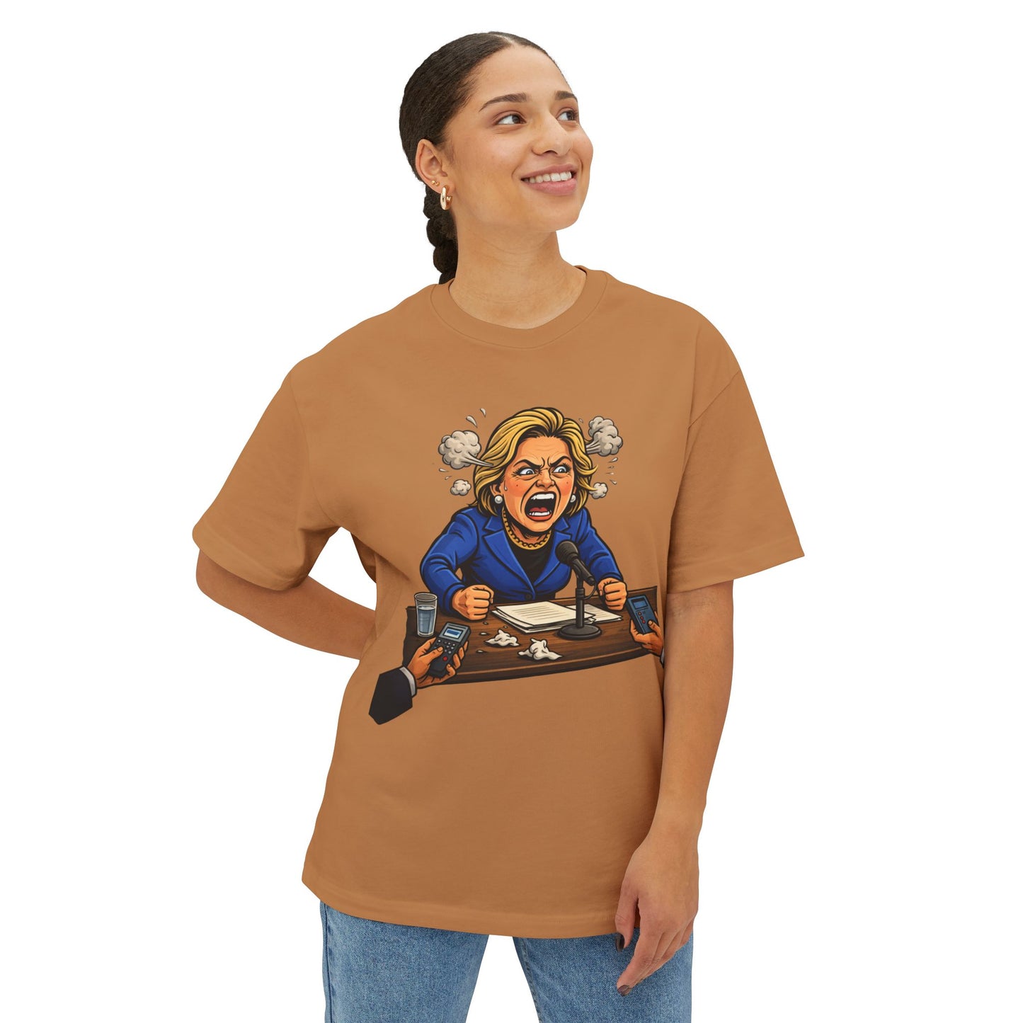 Oversized - Crooked Hillary Losing Her Mind... and Deposition - Political Parody T-Shirt