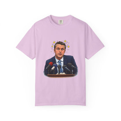 Dizzy Hegseth On The Job After A Few - Political Parody T-Shirt