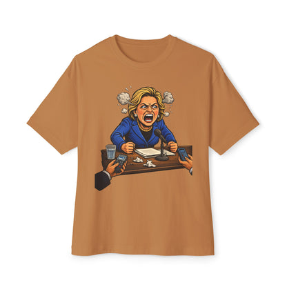 Oversized - Crooked Hillary Losing Her Mind... and Deposition - Political Parody T-Shirt