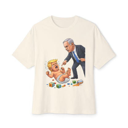 Oversized - Netanyahu Silencing Crying Baby Trump - Political Parody T-Shirt