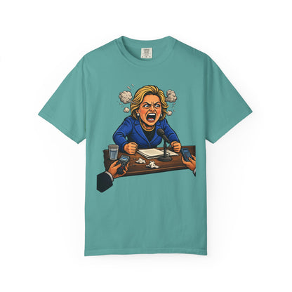 Crooked Hillary Losing Her Mind... and Deposition - Political Parody T-Shirt (Front)