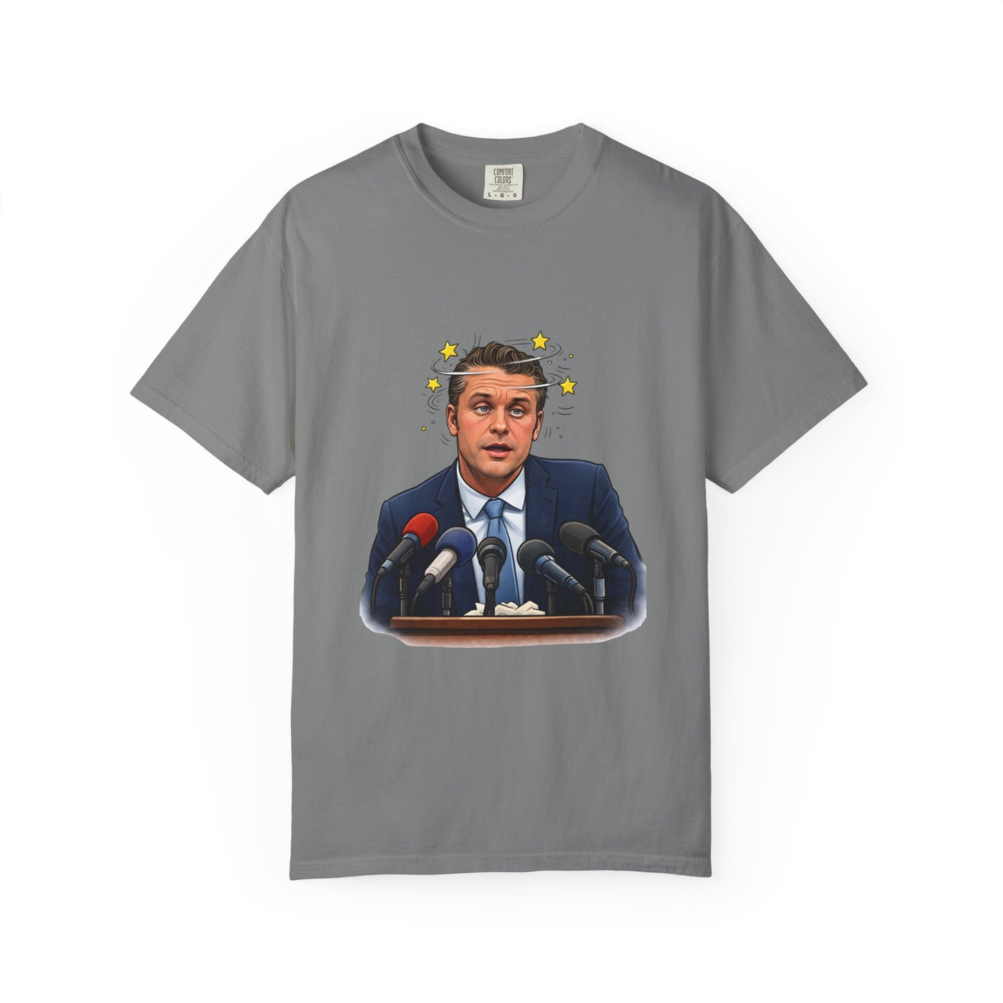 Dizzy Hegseth On The Job After A Few - Political Parody T-Shirt