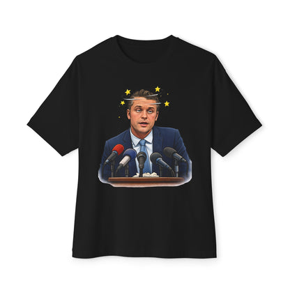 Oversized - Dizzy Hegseth On The Job After A Few - Political Parody T-Shirt