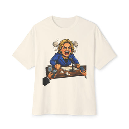 Oversized - Crooked Hillary Losing Her Mind... and Deposition - Political Parody T-Shirt