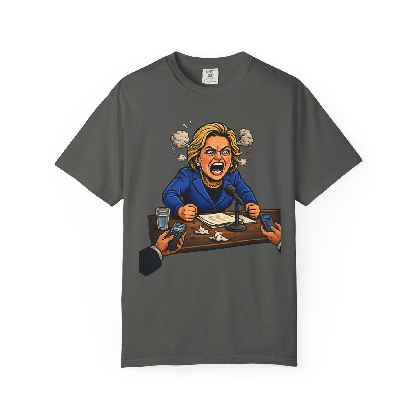 Crooked Hillary Losing Her Mind... and Deposition - Political Parody T-Shirt (Front)