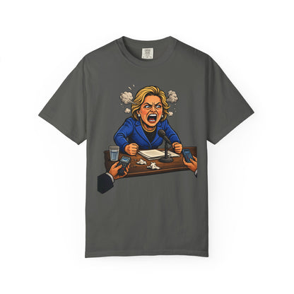 Crooked Hillary Losing Her Mind... and Deposition - Political Parody T-Shirt (Front)