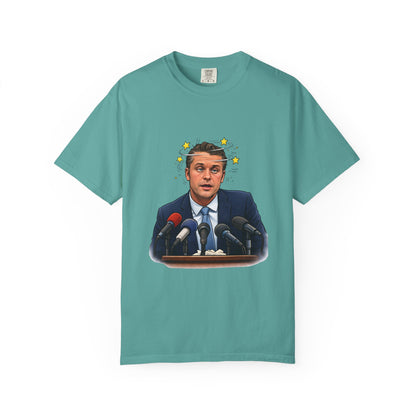 Dizzy Hegseth On The Job After A Few - Political Parody T-Shirt