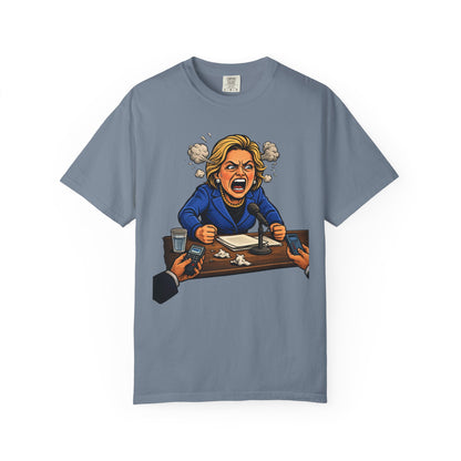 Crooked Hillary Losing Her Mind... and Deposition - Political Parody T-Shirt (Front)