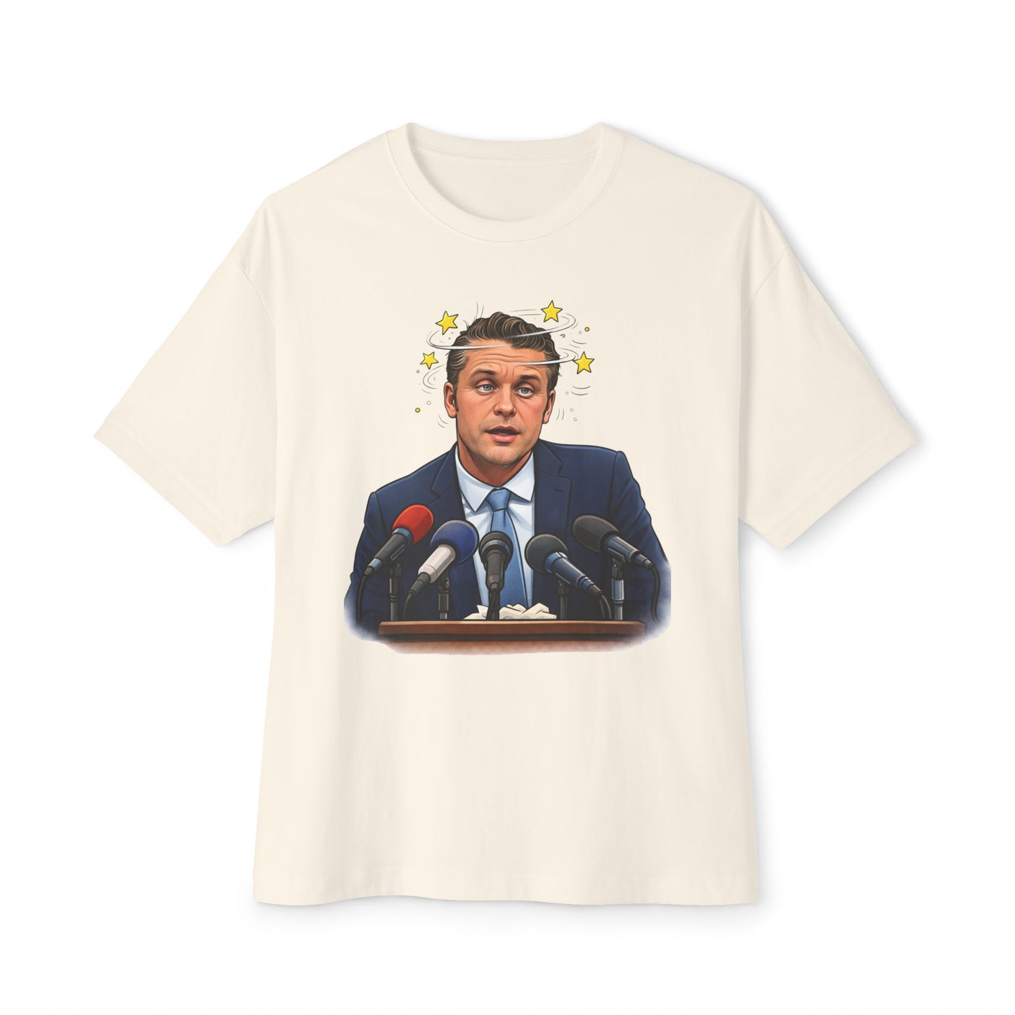Oversized - Dizzy Hegseth On The Job After A Few - Political Parody T-Shirt