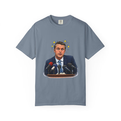 Dizzy Hegseth On The Job After A Few - Political Parody T-Shirt