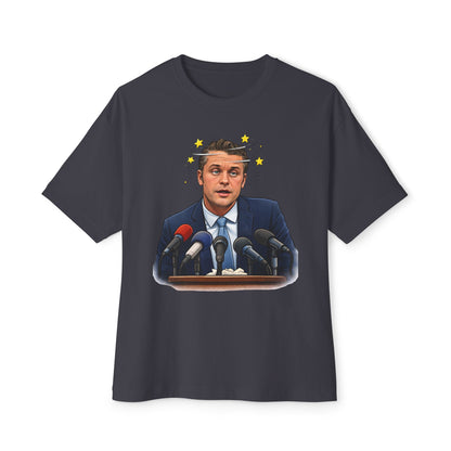 Oversized - Dizzy Hegseth On The Job After A Few - Political Parody T-Shirt