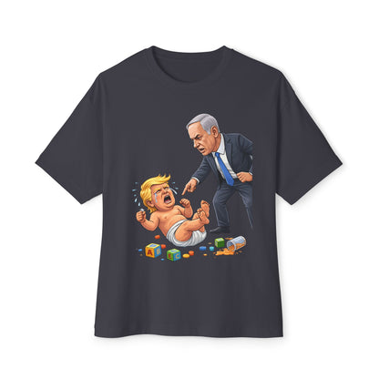 Oversized - Netanyahu Silencing Crying Baby Trump - Political Parody T-Shirt