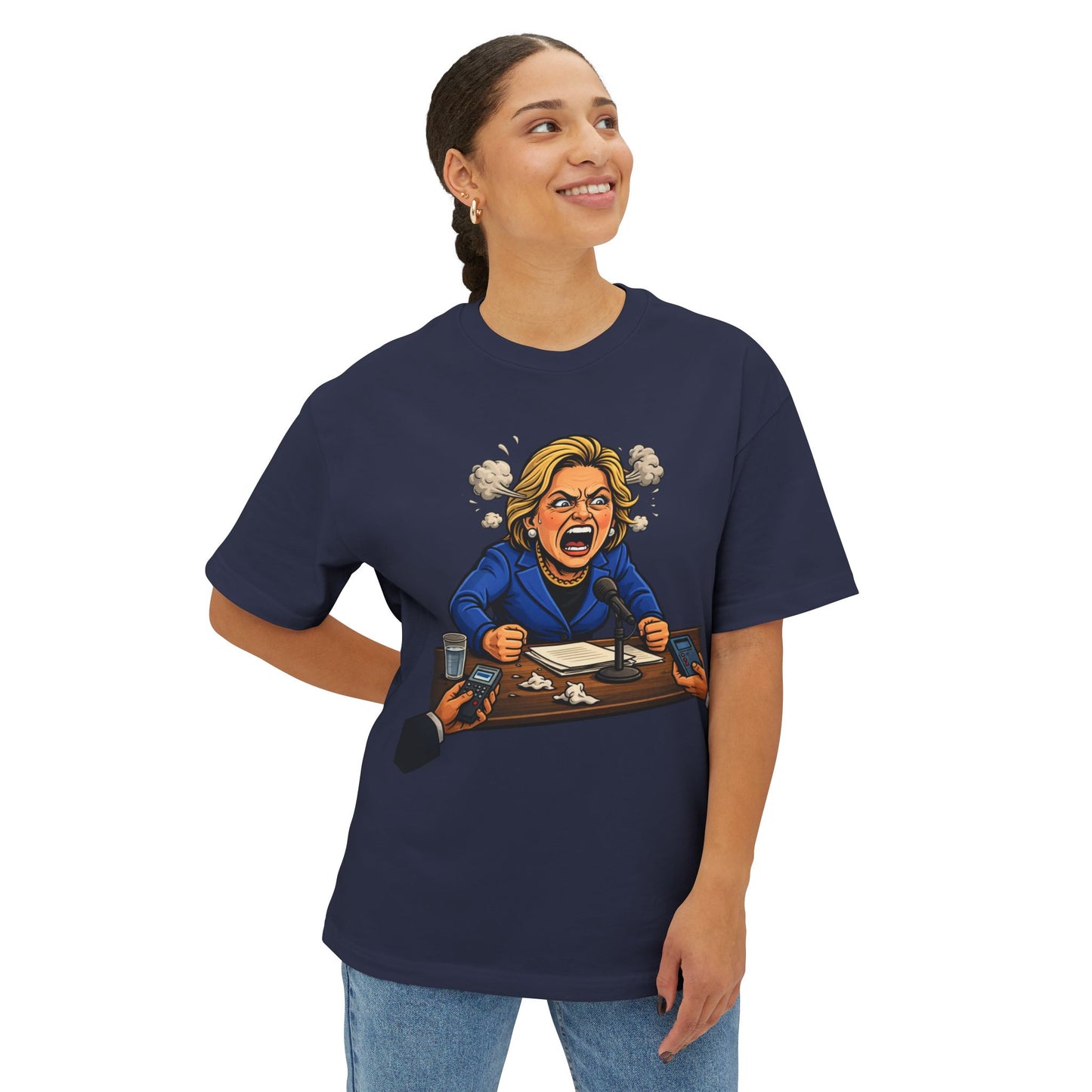 Oversized - Crooked Hillary Losing Her Mind... and Deposition - Political Parody T-Shirt
